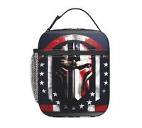 Nbtghga USA Flag American Spartan Print Insulated Lunch Cooler Bag,Reusable Lunch Tote Bag for Work, Picnic Or Travel