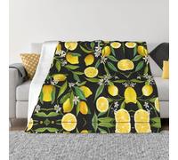 Nbtghga Yellow Lemon Print Flannel Throw Blanket,Cozy Print Design For Sofa Couch Bed Ultimate Comfort And Warmth