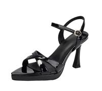 NBTOICDAS Women's Pointed Toe Stiletto High Heels Platform Ankle Strap Dress Sexy Sandal Shoes(Black,6.5 UK)