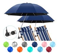 NBtoUS 2 PACK Chair Beach Umbrella with Clamp, 360 ° Adjustable Umbrellas for Chair, UPF50+ Umbrellafor Beach Chair, Patio Chair, Camping Chair（Ink Blue, Chair Not Included