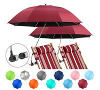 NBtoUS 2 PACK Chair Umbrella with Clamp, 360 ° Adjustable, UPF50+ Sunshade for Beach Chair, Patio Chair, Camping Chair, Golf Carts（Garnet Red, Chair Not Included