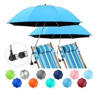 NBtoUS 2 PACK Chair Umbrella with Clamp, 360 ° Adjustable, UPF50+ Sunshade for Beach Chair, Patio Chair, Camping Chair, Golf Carts (Sky Blue)