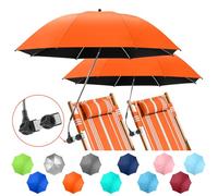 NBtoUS 2 PACK Chair Umbrella with Clamp, 360 ° Adjustable, UPF50+ Sunshade for Beach Chair, Patio Chair, Camping Chair (orange, Chair Not Included)