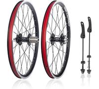 NBTRXWAFR 20In 406/451 Mountain Bike Wheelsst Double Layer Aluminum Alloy Rims Disc/V Brake Quick Release 24/28H Hubs for 7 8 9 10 Speed Cassette Bicycles Front Rear Wheels,Black,406