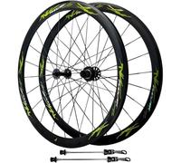 NBTRXWAFR 700C Road Bike Wheelset, Aluminum Alloy Front 2 Rear 4 Bearings 20/24 Holes Double Wall Rims Quick Release Hub 7/8/9/10/11/12 Speeds, C/V Brake Wheels,Green