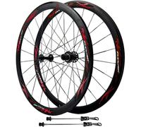 NBTRXWAFR 700C Road Bike Wheelset, Aluminum Alloy Front 2 Rear 4 Bearings 20/24 Holes Double Wall Rims Quick Release Hub 7/8/9/10/11/12 Speeds, C/V Brake Wheels,Red