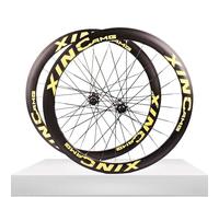 NBTRXWAFR Thru Axle Road Bike Wheelset 700C Aluminum Alloy Rims Disc Brake Front 12X100mm Rear 12X142mm 24H Hubs for 7/8/9/10/11/12 Speed Cassette Bike Wheels,Yellow,40mm