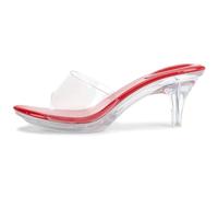 NBUUNBU Clear Heels for Women Silver Black Heels Little Platform Sexy High Heels Sandals Stiletto Kitten Open Toe Dress Shoes Comfortable Double Transparent Strap Heeled Sandals Mule