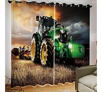 NBVGHJ Personalise Farm Agriculture Tractor 3d Blackout Curtains Bedroom Living Room Home Decoration For Children Kids Boys (W) 350×(H) 270cm
