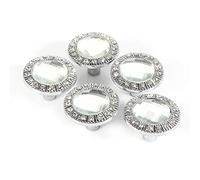 NBVGHPSRW 10pcs Clear Diamond Crystal Glass Wardrobe Knob, Cabinet Drawer Pull Handle, Rhinestone Inlaid Zinc Alloy Door Knob with Single Hole for Cupboard Dresser Vanity