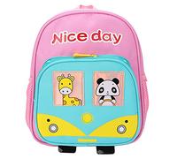 NBVGHPSRW Kindergarten Backpack, Kids Cartoon Backpack with Cute Animal Print, Lightweight Oxford Cloth Book Bag for Preschool and Elementary School with Adjustable Straps (Pink)