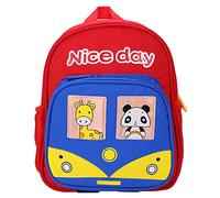 NBVGHPSRW Kindergarten Backpack, Kids Cartoon Backpack with Cute Animal Print, Lightweight Oxford Cloth Book Bag for Preschool and Elementary School with Adjustable Straps (Red)
