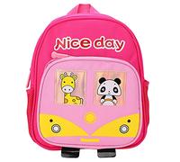 NBVGHPSRW Kindergarten Backpack, Kids Cartoon Backpack with Cute Animal Print, Lightweight Oxford Cloth Book Bag for Preschool and Elementary School with Adjustable Straps (Rose Red)