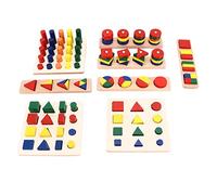 NBVGHPSRW Wooden Shape Puzzle for Kids, Children's Shape Sorting Toy, Geometric Shape Matching and Stacking Board with Colorful Blocks, Educational Learning Activity for Toddlers