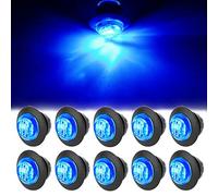 NBWDY 10Pcs 3/4 Inch Blue LED Marker lights,Led Trailer Side Marker Light,LED Clearance Bullet Marker Light,Turn Signal Identification Indicator Light for Trailer Truck RV Car Bus Van Pickup SUV ATV