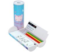 NBX NewmeBox Pencil Case with Calculator, Mirror, Whiteboard, Cute and Cool Cylinder Pen Box, Multifunctional Desk Organizer, Kawaii Patterns for Girls, Boys, School Supplies, Kids (Kimi cat)