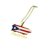 NBYGSC 925 Sterling Silver American Flag Necklace For Men And Women, USA Puerto Rico Map Flag Pendant American Flag Cross Necklace For Men Patriotic Jewelry For Women For Birthday Valentine