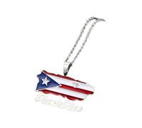 NBYGSC 925 Sterling Silver American Flag Necklace For Men And Women, USA Puerto Rico Map Flag Pendant American Flag Cross Necklace For Men Patriotic Jewelry For Women For Birthday Valentine