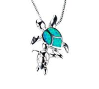 NBYGSC 925 Sterling Silver Bohemia Blue Imitation Opal Turtle Necklace For Women, Cute Turtle Charm Choker - Hawaiian Turtle Necklace, Lovely Ocean Animal Turtle Pendant, Sea Turtle Necklace For Girls