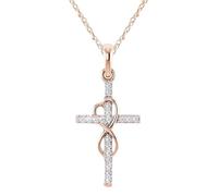NBYGSC 925 Sterling Silver Eternal Infinite Love Heart Cross Necklace For Women Girls, 14K Gold Plated Shiny Zircon Crystal Religious Cross Necklace - Faith Heart And Cross Necklace, Religious Jewelry