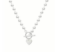 NBYGSC 925 Sterling Silver Gothic Cross Pearl Toggle Necklaces Women Men, Sweet Heart Thick Chain Toggle Necklace - Vintage Toggle Charm, OT Buckle Toggle Clasp For Christmas Valentine Gifts