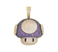 NBYGSC 925 Sterling Silver Mushroom Necklace For Women And Men, Mushroom Head Shape Pendant Bling Cubic Zirconia Men's Hip Hop Rock Jewelry Necklace, Mushroom Choker