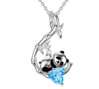 NBYGSC 925 Sterling Silver Panda Necklace For Women And Girls, Cute Cartoon Sleeping Panda Necklace, Panda JewSelry, Red Panda Necklace For Girls, Panda Locket, Panda Coin Pendant, Sterling Silver,
