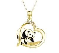 NBYGSC 925 Sterling Silver Panda Necklace For Women And Girls, Cute Panda Heart Necklace For Lovely Animal Bear, Panda Jewelry, Red Panda Necklace For Girls, Panda Locket, Panda Coin Pendant