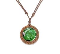 NBYGSC 925 Sterling Silver Patricks Day Necklaces For Women And Men, Four-leaf Glass Dome Necklace Patrick Day Green Necklace, Patricks Day Beads Bulk, Green Bead Necklace