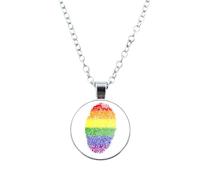 NBYGSC 925 Sterling Silver Trans Necklace For Unisex, Rainbow Necklace LGBT Lesbian Gay Pride Rainbow Friendly Print Art Pattern Glass Pendant, Bisexual Necklace, Transgender Necklace, Double Venus