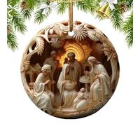 NBYGSC Acrylic Ornament Nativity Charm - Nativity Scene Acrylic Decorative Ornaments, Nativity Ornaments, Christmas Hangable Tree Pendant, the Birth of Jesus Home Decor for Friends Family