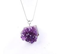 NBYGSC Balance Chakra Natural Crystal Necklace Raw Amethyst Quartz Purple Crystal Cluster Pendant Healing Stones Specimen Home Decoration Crafts Lucky Stone (Color : Amethyst)