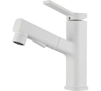 NBYGSC Bathroom Sink Faucet with Pull Out Sprayer White Hot and Cold Pull Down Faucet for Bathroom Sink Vanity