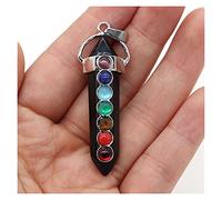 NBYGSC Beads Natural Stone,7 Chakra Reiki Healing Crystal Pendant Hexagon Point Charms Necklace Jewelry Making Accessories for Jewelry Making (Color : Blue, Size : Black Agate)
