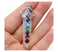 NBYGSC Beads Natural Stone,7 Chakra Reiki Healing Crystal Pendant Hexagon Point Charms Necklace Jewelry Making Accessories for Jewelry Making (Color : Blue, Size : Rainbow Red)