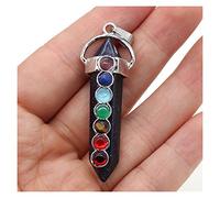 NBYGSC Beads Natural Stone,7 Chakra Reiki Healing Crystal Pendant Hexagon Point Charms Necklace Jewelry Making Accessories for Jewelry Making (Color : Blue, Size : Rose Quartz)
