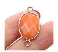 NBYGSC Beads Natural Stone Elliptical Amethysts Quartz Charms Pendant for Necklace Bracelet Jewelry Making for Jewelry Making (Color : Orange, Size : 14x27mm)