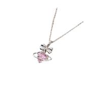 NBYGSC Bow Heart Planet Geometric Sweet Y2K Beaded Titanium Steel Silver Colour Necklace Women Daily Party Gift-T12