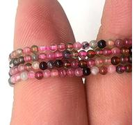 NBYGSC Charm Jewelry Guarantee Natural Stone Round Loose Beads Moonstone Amazonian Sandstone Lapis Gem Jewelry Bracelet Necklace 2 3 4mm (Color : Tourmaline, Size : 2mm 185 Beads)