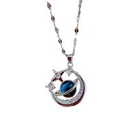 NBYGSC Charm Micro-inlaid Star and Moon Necklace Classic Planet Versatile Stainless Steel Clavicle Chain-T54