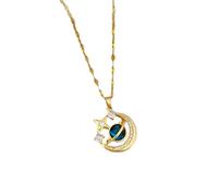 NBYGSC Charm Micro-inlaid Star and Moon Necklace Classic Planet Versatile Stainless Steel Clavicle Chain-T54