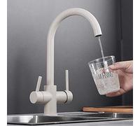 NBYGSC Faucets,3-Way Kitchen Granite, Beige, Rotating, 2 Levers, Mixer Tap for Osmosis, Drinking Water