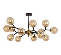 NBYGSC Industry Sputnik Chandelier,Chandelier,Brass Mid Century Ceiling Light,Glass Shade Retro Pendant Light Large Chandeliers for Kitchen Dining Room Bedroom Hallway Home,Smoke Gray,20-Light