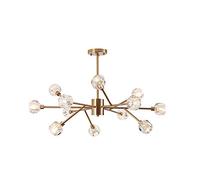 NBYGSC Industry Sputnik Chandelier,Crystal Chandelier,G9 Industrial Crystal Chandeliers,Brass Finish Pendant Light,Semi Flush Mount Ceiling Light for Kitchen Hallway,Gold,18 Lights.