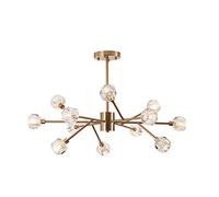 NBYGSC Industry Sputnik Chandelier，G9 Nordic Chandelier,Semi Flush Mounted Ceiling Lamp Crystal Industry Pendant Light, Shade Hanging Light Retro Brass Chandeliers,Gold,18-Light