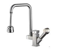 NBYGSC Kitchen Faucets with Pull Down Sprayer Retractable Rotatable Brushed Kitchen Faucet Pool Vegetable Basin Hot and Cold Pull-Out Spray Faucet-A
