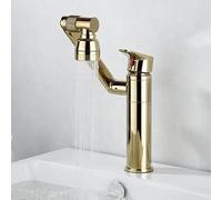 NBYGSC Kitchen Multifunct Bathroom Sink Faucet Hot Cold Mixer Antique Bronze Deck Mounted Water Taps (Color : Gold (Black Tall)