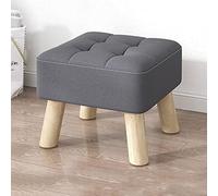 NBYGSC Linen Footstool with Wood Leg for Living Room and Bedroom Gray Ottoman Foot Stool Rest Stool Shoe Change Stool Pouffe 30x30x26cm