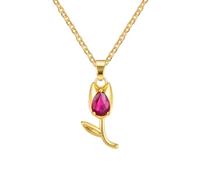 NBYGSC Minimalist Tulip Necklace For Women Girls, Shiny Charms Crystal Lily Necklace - Elegant Tulip Flower Necklace, Collar De Tulipa, Tulip Jewelry For Valentine Birthday Gifts
