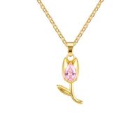 NBYGSC Minimalist Tulip Necklace For Women Girls, Shiny Charms Crystal Lily Necklace - Elegant Tulip Flower Necklace, Collar De Tulipa, Tulip Jewelry For Valentine Birthday Gifts